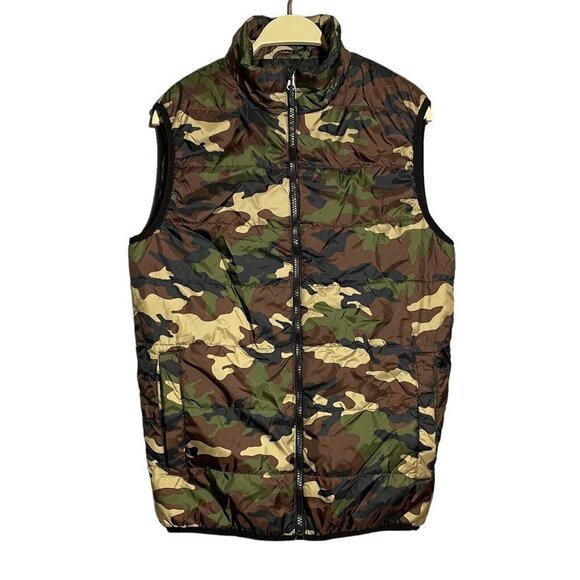Swiss Tech Puffer Vest Jacket Women Size S Camo Zip Hunt Army Sleeveless Pocket - Picture 1 of 10